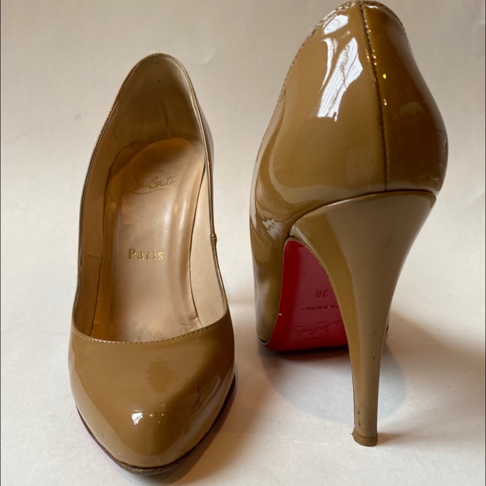 Christian Louboutin Heels Pumps Shoes, 38 Tan